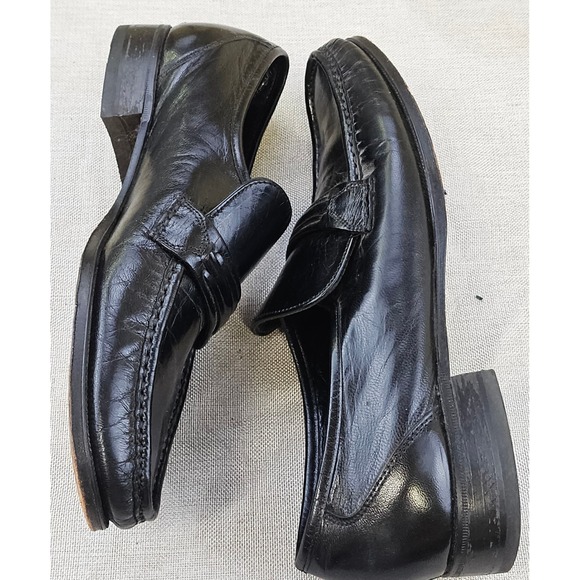 Florsheim Black Leather Penny Loafer Slip-On Dress Shoes Mens Size 9 D - Picture 3 of 12